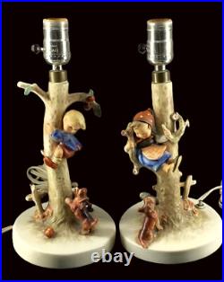 Hummel Goebel Apple Tree Boy Girl Culprits Out of Danger 44A 44B Lamps w Shades Hummel Goebel Apple Tree Boy Girl Culprits Out of Danger 44A 44B Lamps w Shades