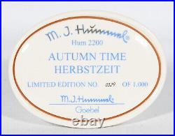 Hummel Goebel Autumn Time #2200 TMK 8 With Plaque, Base & Original Box