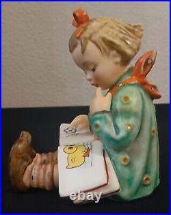 Hummel Goebel Bookworm Girl Reading 5.5 Figurine TMK6 Germany Child Duck #3/I