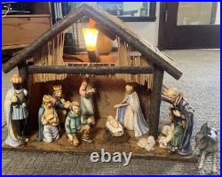 Hummel Goebel Nativity 1951 Christmas 13 Pc set 214 Music Manger Withlight Germany