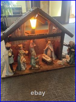 Hummel Goebel Nativity 1951 Christmas 13 Pc set 214 Music Manger Withlight Germany