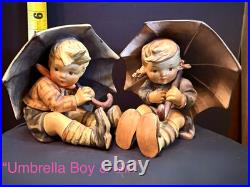 Hummel/Goebel Umbrella Boy & Girl Porcelain Hand Painted Set 6 in 1957 TMK3