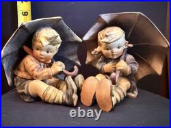 Hummel/Goebel Umbrella Boy & Girl Porcelain Hand Painted Set 6 in 1957 TMK3