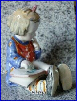 Hummel figurine Hum 3/II Book Worm TMK 1 Double Crown FAIENCE decoration