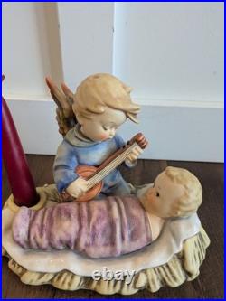 LARGE Goebel Hummel Angel & Baby Lullaby Candleholder 6 X 8 TMK 5 West Germany
