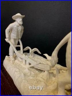 Large Goebel Porcelain Statue Plowing The Prairie 52/400 Cultivating The West