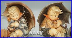 Large Hummel Figurines Umbrella Girl 152/b Tmk2 & Boy 152/a Tmk3 8 Tall