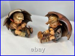 Large Pair Of Hummel Figurines Umbrella Boy And Girl 5