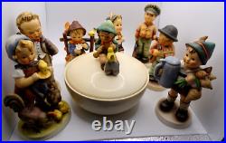 Lot Hummel Goebel Figurines Covered Dish TMK 3&4 Solider Boy Bird Phone Chickens
