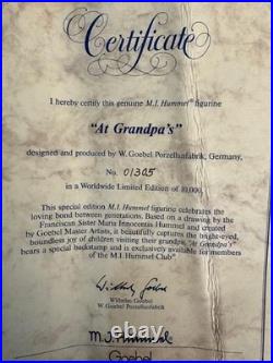 M. J. Hummel Goebel At Grandpa's Figurine Limited Ed Members Piece COA & Box