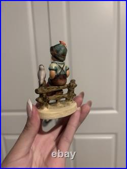 Original 1950 Goebel Hummel H 70/0 Boy on Fence with Bird Ceramic Figurine, Germany