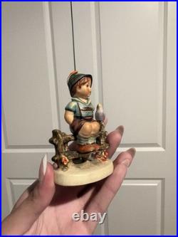 Original 1950 Goebel Hummel H 70/0 Boy on Fence with Bird Ceramic Figurine, Germany