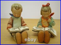 Pair Hummel Goebel W. Germany 14A & 14B Book worm Girl & Boy Bookends 5.5