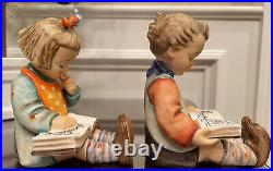 Pair Vintage Hummel Goebel Bookends Bookworm -Boy And Girl Reading 14A & 14B
