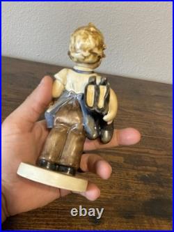 RARE VTG Goebel Hummel BOOTS Figurine #143 6.75H MADE IN US ZONE GERMANY TMK1