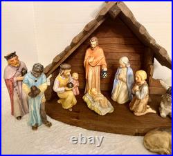 Rare Goebel Hummel 15-Pc Nativity Set W. Germany HX303 1960 with Crèche & Palm Tree