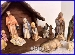 Rare Goebel Hummel 15-Pc Nativity Set W. Germany HX303 1960 with Crèche & Palm Tree