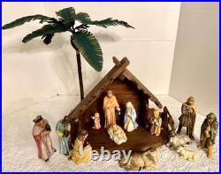 Rare Goebel Hummel 15-Pc Nativity Set W. Germany HX303 1960 with Crèche & Palm Tree