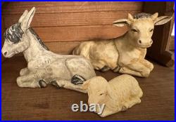 Rare Goebel Hummel 15-Pc Nativity Set W. Germany HX303 1960 with Crèche & Palm Tree