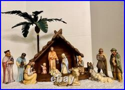 Rare Goebel Hummel 15-Pc Nativity Set W. Germany HX303 1960 with Crèche & Palm Tree