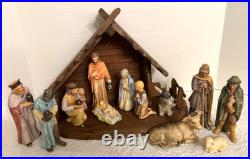 Rare Goebel Hummel 15-Pc Nativity Set W. Germany HX303 1960 with Crèche & Palm Tree