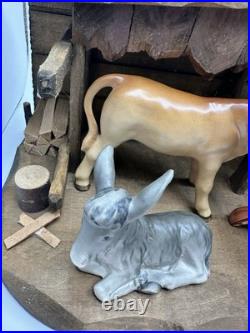 Rare Goebel Hummel Nativity Manger scene 7 Piece Germany With Original Stable