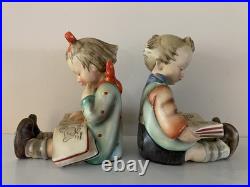 Rare Hummel Goebel Bookends Set Bookworms TMK2 Full Bee Gold Sticker 5.75 EUC