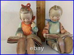Rare Hummel Goebel Bookends Set Bookworms TMK2 Full Bee Gold Sticker 5.75 EUC