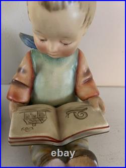 Rare Hummel Goebel Bookends Set Bookworms TMK2 Full Bee Gold Sticker 5.75 EUC
