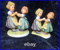 Rare Pair Hummel Goebel Spring Dance 353 Dancing Girls 2 Sizes W Germany Vintage