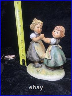 Rare Pair Hummel Goebel Spring Dance 353 Dancing Girls 2 Sizes W Germany Vintage