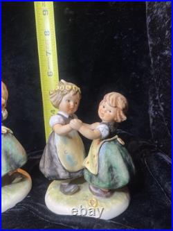 Rare Pair Hummel Goebel Spring Dance 353 Dancing Girls 2 Sizes W Germany Vintage