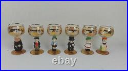 Set (6) Goebel Hummel Figurine Stem E&A Bockling W. German Wine Glasses Goblets