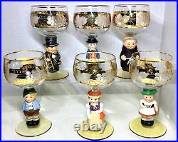 Set Of 6 Goebel 14k Gold Wine Cordial Glasses Hummel Figurines Germany
