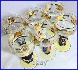 Set Of 6 Goebel 14k Gold Wine Cordial Glasses Hummel Figurines Germany