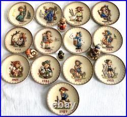 Set of 13 3D Hummel Goebel Annual Christmas Collector Plates and 4 figurines