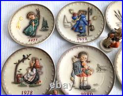 Set of 13 3D Hummel Goebel Annual Christmas Collector Plates and 4 figurines