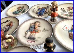 Set of 13 3D Hummel Goebel Annual Christmas Collector Plates and 4 figurines