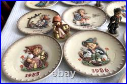 Set of 13 3D Hummel Goebel Annual Christmas Collector Plates and 4 figurines