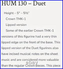 TMK1 DOUBLE CROWN LIP BASE DUET #130 Old, Extremely Rare, MINT, Goebel Hummel
