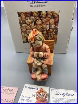 To Keep You Warm' 1st Issue Goebel Hummel 759 With Original Chair, Box, Info Card