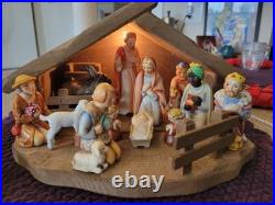 Vintage 12 Piece Goebel Hummel Nativity Scene Porcelain Figurines + stable