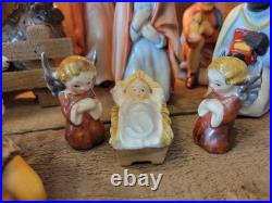 Vintage 12 Piece Goebel Hummel Nativity Scene Porcelain Figurines + stable
