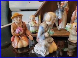 Vintage 14 Piece Goebel Hummel Nativity Scene Porcelain Figurines V W. Germany