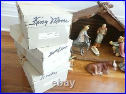 Vintage Goebel Hummel 10 Piece 214 Nativity Figurine Set with stable & 6 boxes