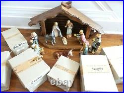 Vintage Goebel Hummel 10 Piece 214 Nativity Figurine Set with stable & 6 boxes
