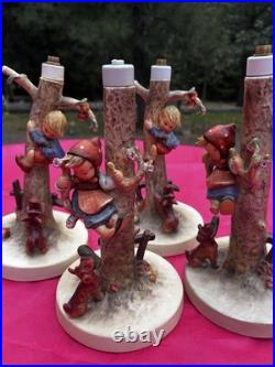 Vintage Goebel Hummel 44A 44B Out of Danger Lamp Bases Boy Girl Lot of 4