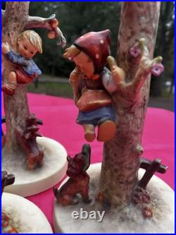 Vintage Goebel Hummel 44A 44B Out of Danger Lamp Bases Boy Girl Lot of 4