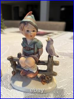 Vintage Goebel Hummel Bench Boy & Girl Figurines Pair W Germany Porcelain