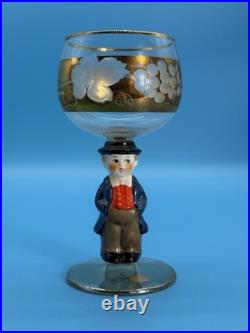 Vintage Goebel Hummel Figural Stem Wine Glasses Set Of 6 Western Germany
